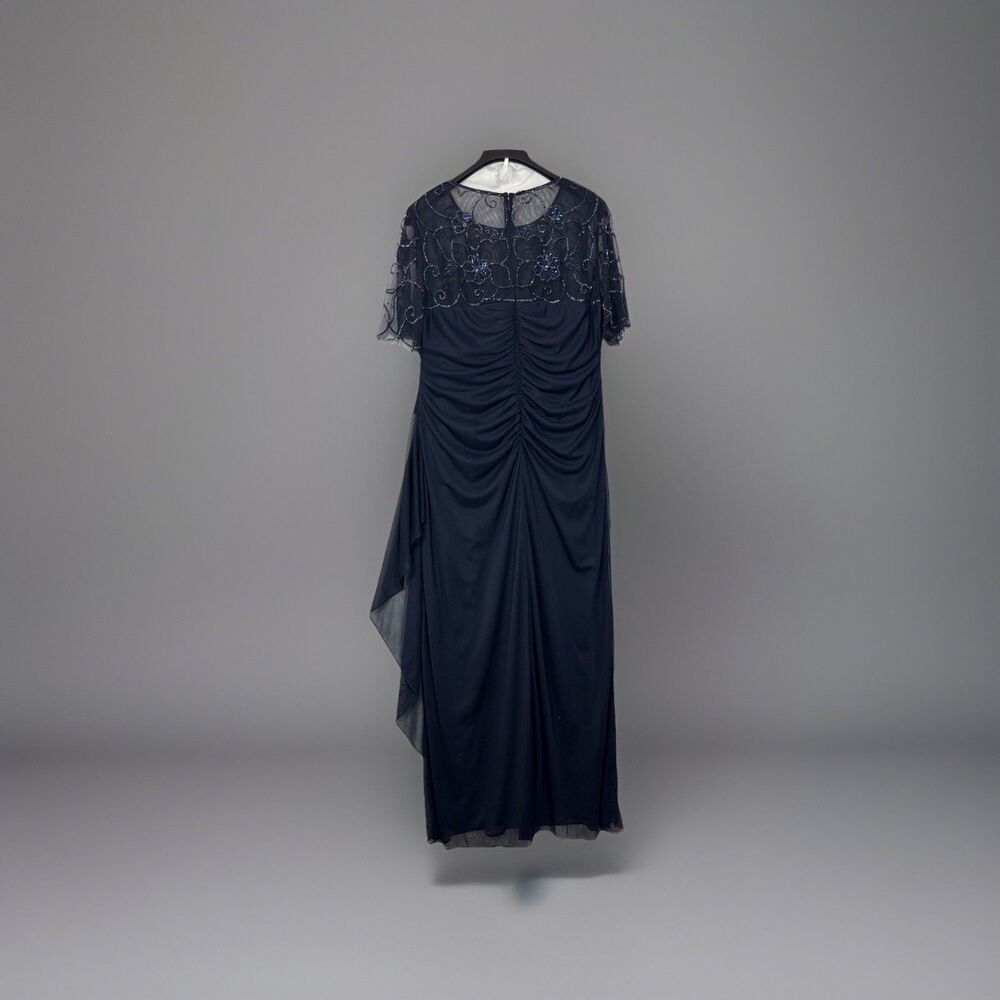 Xscape Plus Size 16W Long Formal Dress Beaded Sequin Illusion Neck Gown Evening - Picture 2 of 13